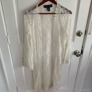 White lacey floor length cardigan